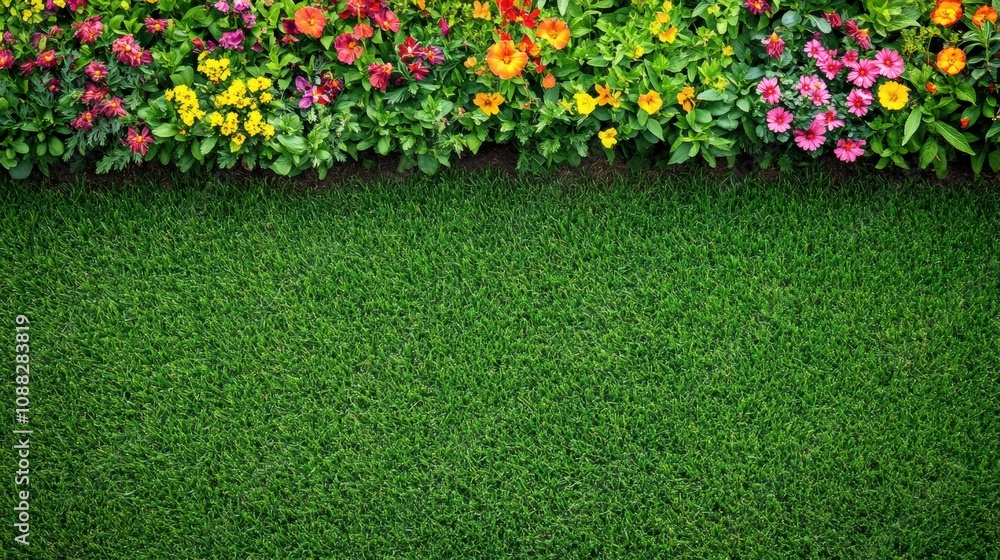 Poster the meadow is adorned with an array of colorful flowers, thriving under the bright sunlight of sprin