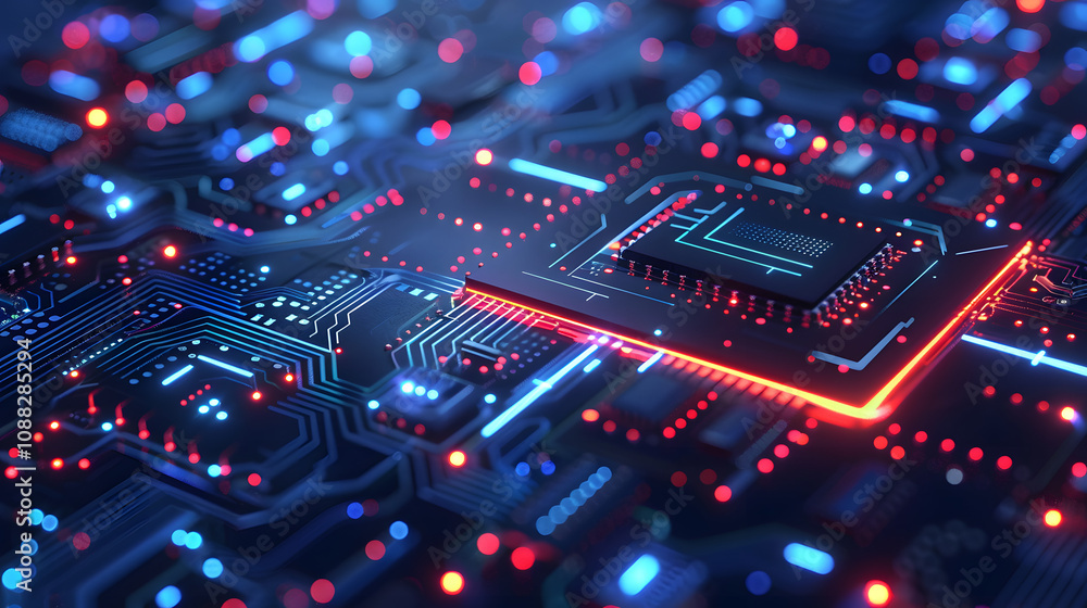 Aufkleber ai cpu digital technology on blue background. artificial intelligence computer. vector illustration 