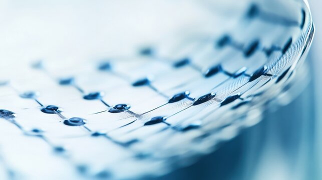 An extreme close-up of a brain-computer interface electrode array, demonstrating neural signal detection, Neurotechnology style