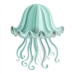 Detail of a stylized jellyfish with flowing tentacles and elegant shape created with soft pastel colors, suitable for design or educational use
