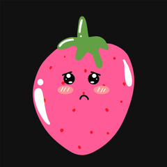 set of popular kawaii cartoon strawberry variant face expression design stock. Dancing, Smiling, Happy, Singing Tomato with Different Faces and Emotions