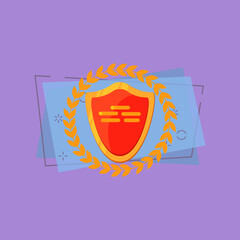 Red shield illustration. Shield, emblem, sign element. Competition concept. Vector illustration can be used for topics like tournament, competition, winning