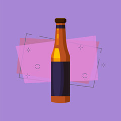 Small dark beer bottle illustration. Beer, drinking, alcohol. Drinking concept. Vector illustration can be used for topics like beverage, bar, super market