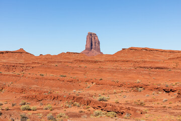 Fototapeta premium Monument Valley Rock Formations, Arizona-Utah Border, USA – Iconic Desert Landscapes with Majestic Buttes and Mesas, Captured in Stunning Light and Natural Splendor