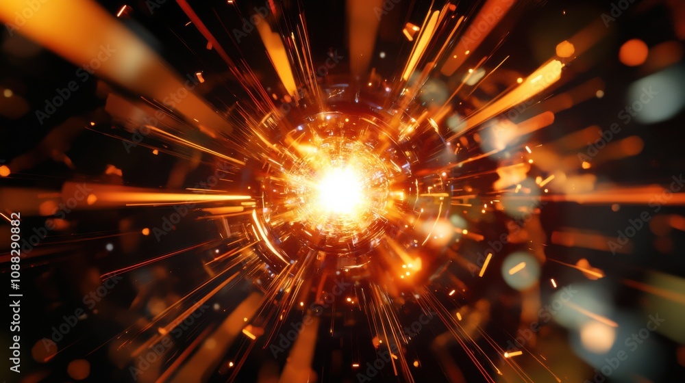 Wall mural an extreme close-up of a high-energy particle collision captured in a particle accelerator detector,
