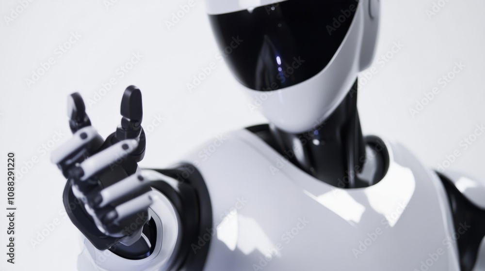 Fototapete An extreme close-up of a humanoid robot's advanced gesture recognition sensors, demonstrating precise motion detection and interactive capabilities, Robotics technology style