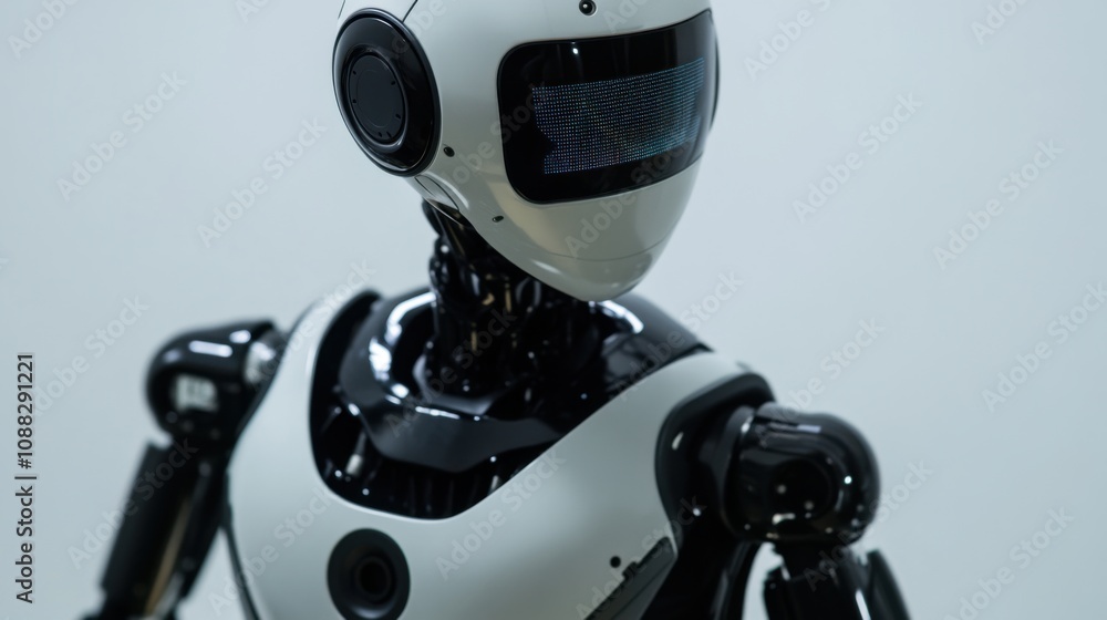 Poster An extreme close-up of a humanoid robot's adaptive learning algorithm interface, showcasing machine learning and autonomous decision-making capabilities, Robotics technology style