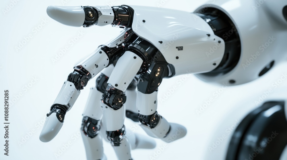 Fototapete An extreme close-up of a humanoid robot's advanced gesture recognition sensors, demonstrating precise motion detection and interactive capabilities, Robotics technology style