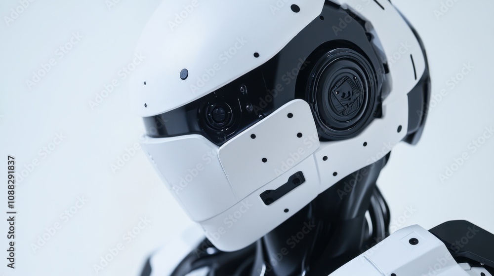 Leinwandbilder An extreme close-up of a humanoid robot's biometric identification module, showcasing secure authentication and identity verification capabilities, Robotics technology style
