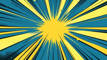 Yellow and Blue Comic Book Explosion Background