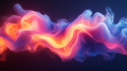 Fototapeta premium Abstract glowing neon wave on a dark background, symbolizing energy, motion, and futuristic technology with fluid lines and vibrant colors creating a dynamic, modern atmosphere