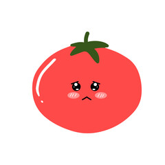 Flat Vector Cartoon Cute and Funny Tomato Character.Vector flat cartoon character illustration kawaii icon.Isolated on white background