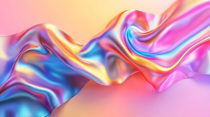Obraz premium Abstract iridescent wave of flowing liquid with a holographic effect.