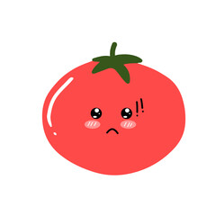 Obraz premium Flat Vector Cartoon Cute and Funny Tomato Character.Vector flat cartoon character illustration kawaii icon.Isolated on white background