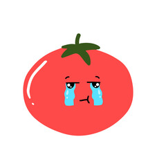kawaii tomato character different face expression. kawaii variant expression face tomato cartoon design isolated on white background