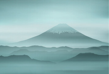 Fototapeta premium 和柄 年賀状 富士山 背景 