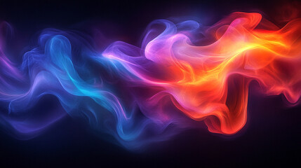 Fototapeta premium Abstract glowing neon wave on a dark background, symbolizing energy, motion, and futuristic technology with fluid lines and vibrant colors creating a dynamic, modern atmosphere