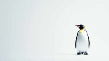 Fototapeta premium funny King Penguin Over white Studio Background.