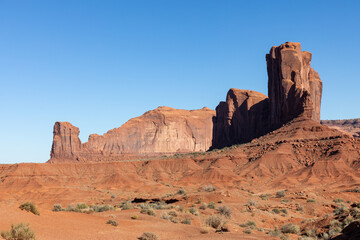 Monument Valley Rock Formations, Arizona-Utah Border, USA &ndash; Iconic Desert Landscapes with Majestic Buttes and Mesas, Captured in Stunning Light and Natural Splendor