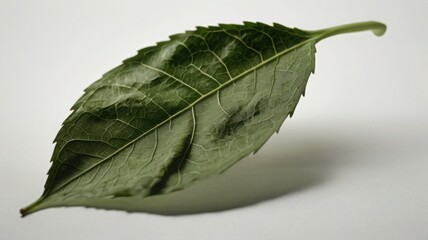 Obraz premium close-up of a lush, green leaf with intricate veins.