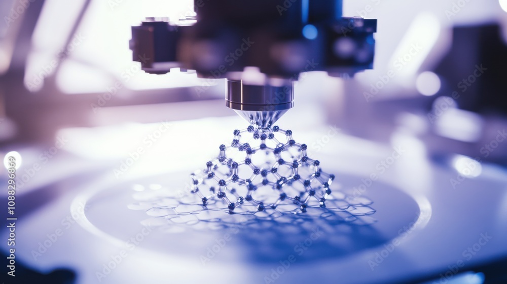 Aufkleber An extreme close-up of a molecular 3D printer, assembling intricate nanostructures with precision, Nanotechnology style