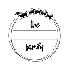 Festival Family Monogram Christmas Wreath with Reindeer, Custom Family Frame