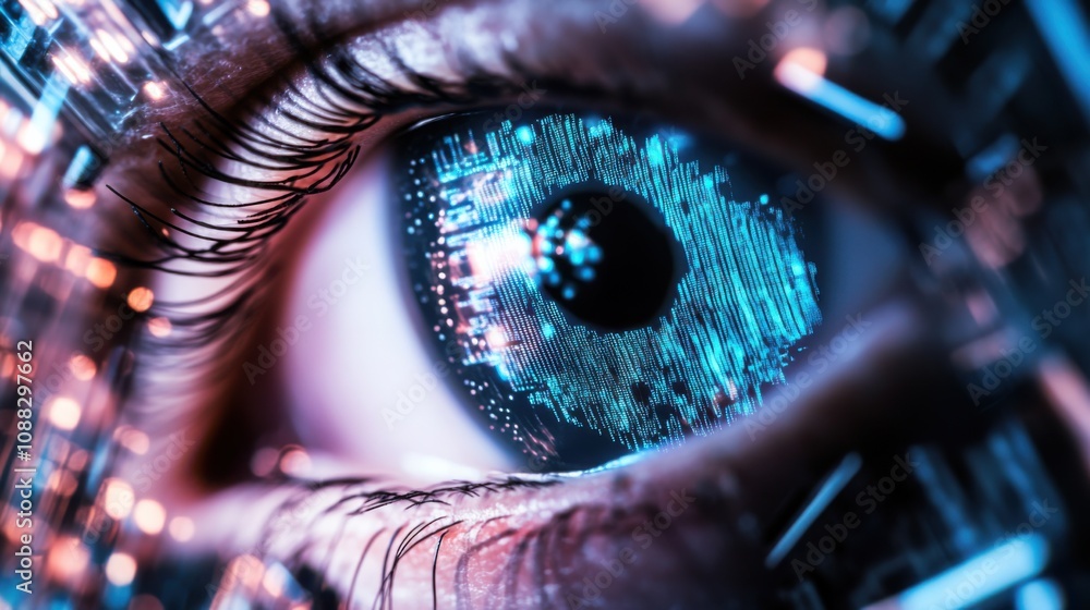 Aufkleber an extreme close-up of a neuromorphic vision sensor, mimicking biological visual processing for arti
