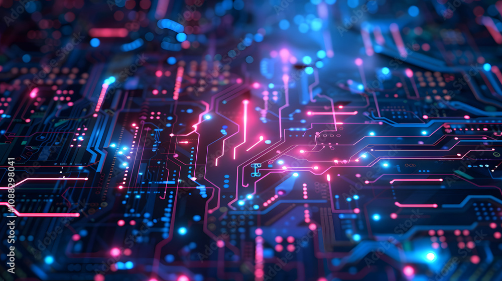 Poster artificial intelligence abstract background futuristic hitech style, technology concept design, mach