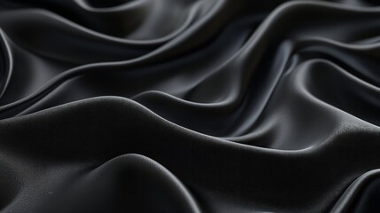Fototapeta premium Black Textile Background with Ripples, Smooth Surface
