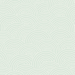 Fish-scale irregular mosaic background. Seamless Japanese style Half-circle grid dotted pattern. Oriental Asian wavy ornament. Abstract geometric monochrome vector texture.