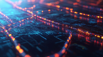 Futuristic blockchain interface with a global network design vibrant data streams digital elements representing advanced technology cryptocurrency decentralized finance innovation secure transactions