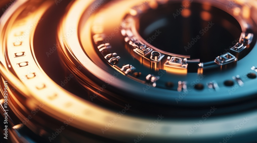 Poster An extreme close-up of a quantum cryptography encryption key distribution protocol, illustrating secure quantum communication and data privacy, Quantum security technology style
