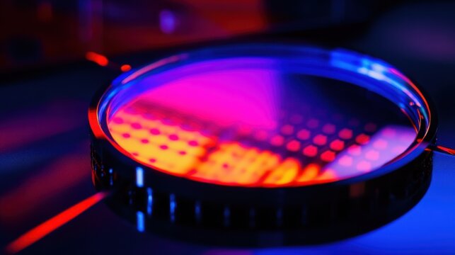 An extreme close-up of a quantum dot enhanced photodetector, showing high sensitivity and quantum efficiency in light detection, Photonics technology style