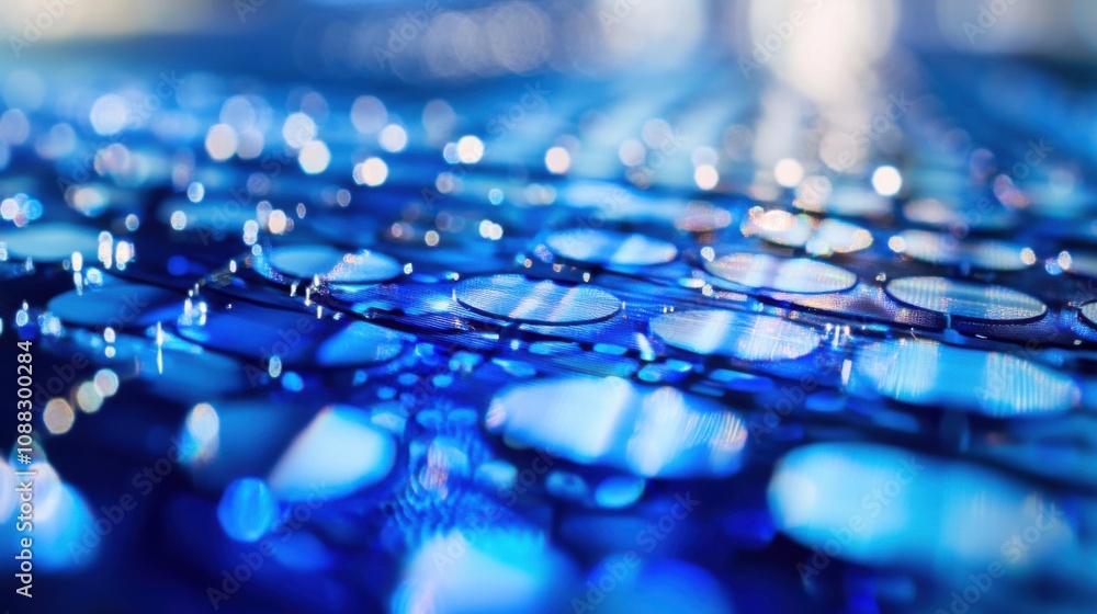 Poster an extreme close-up of a quantum dot enhanced solar cell, showing improved light absorption and conv