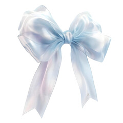 Naklejka premium A light blue satin bow with flowing ribbons, often used for decoration or gift wrapping.