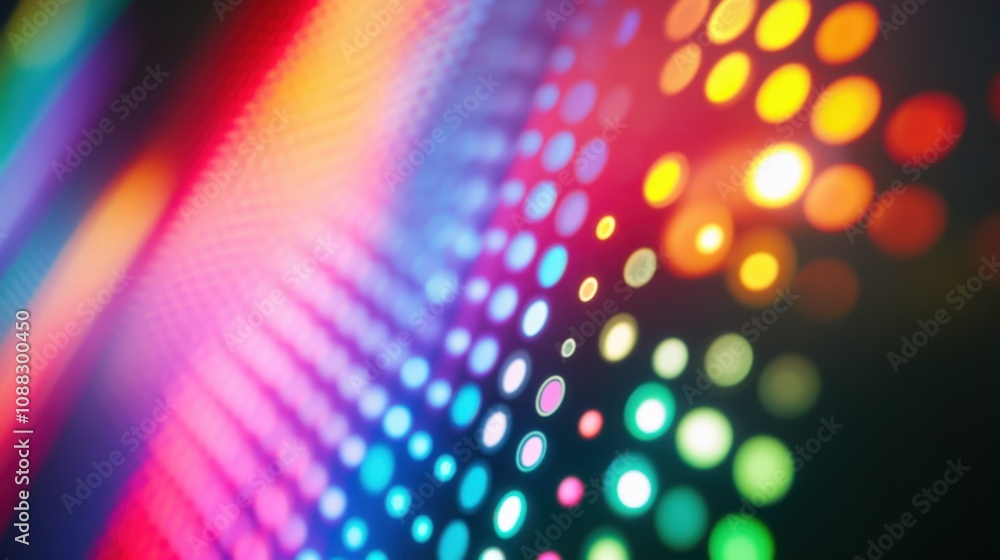 Poster an extreme close-up of a quantum dot led display pixel, demonstrating vibrant colors and energy-effi