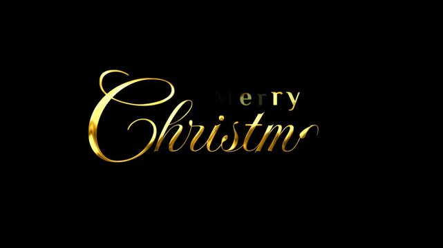 marry christmas lettering animation text in gold color whit transparent background