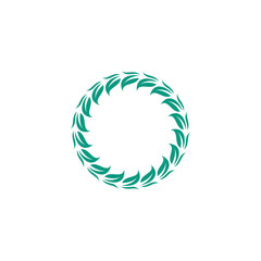 Circle Leaf Icon Design. Organic Logo vector