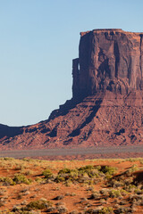 Fototapeta premium Monument Valley Rock Formations, Arizona-Utah Border, USA – Iconic Desert Landscapes with Majestic Buttes and Mesas, Captured in Stunning Light and Natural Splendor