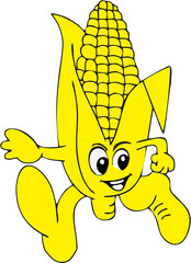 Cartoon Corn Character – Fun Yellow Mascot Illustration