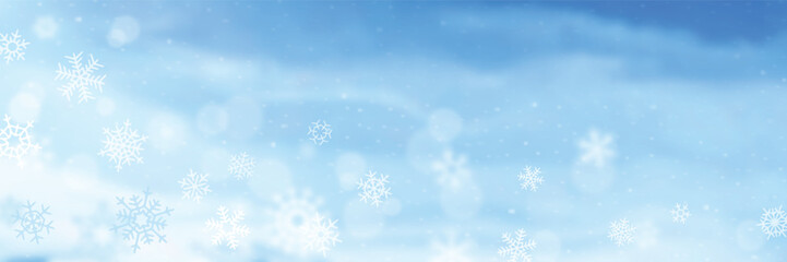 Winter sky, snowflakes and snowfall, winter vector background