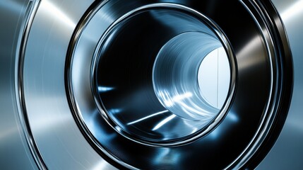 An extreme close-up of a superconducting magnet coil used in magnetic resonance imaging (MRI) machines, MRI technology style, photo of