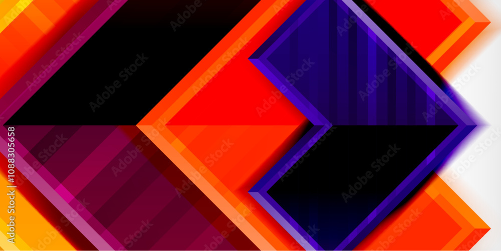 Aufkleber Arrow symbols created with 3d effects and line texture geometric abstract background