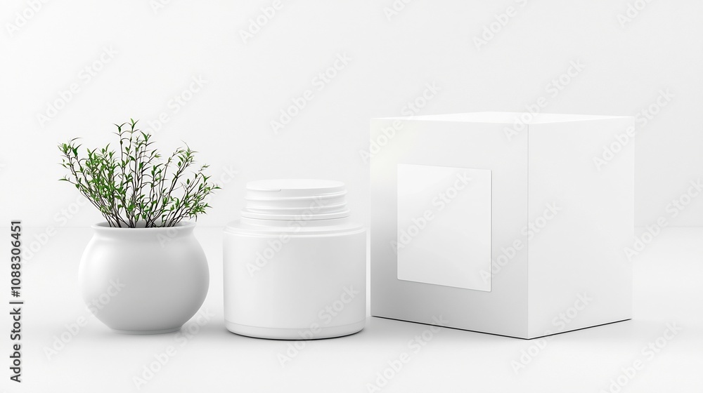 Aufkleber a clean minimalistic and modern packaging mockup with a blank white box and label perfect for showca