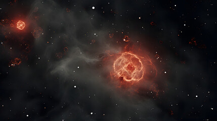 two red nebula in the black galaxy
