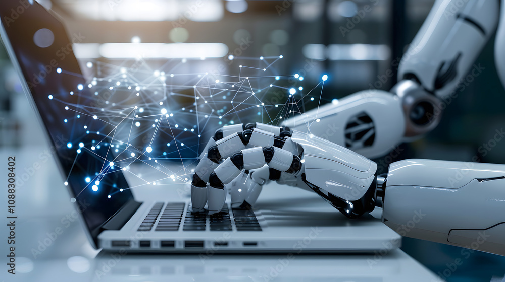 Aufkleber businessman use artificial intelligence ai technology for enhanced work efficiency data analysis and