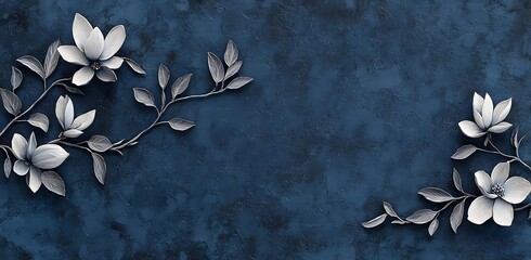 blue background with flowers