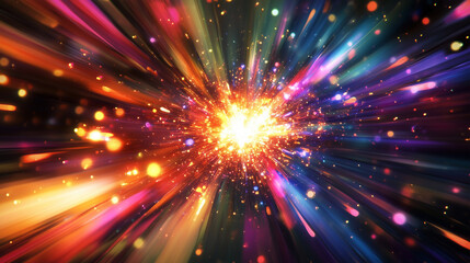 Fototapeta premium Abstract burst of colors and shapes, resembling an explosion of energy.