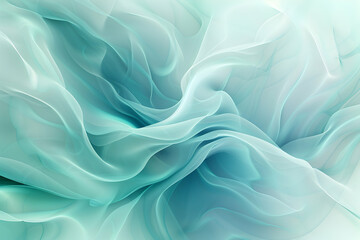 Fototapeta premium Ethereal blend of sky blue and mint green, forming a dreamy abstract bloom shape.