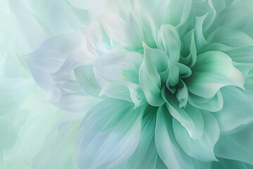 Fototapeta premium Ethereal blend of sky blue and mint green, forming a dreamy abstract bloom shape.